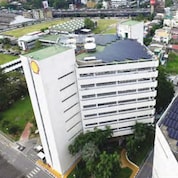 Shell's head office building with solar panels installed