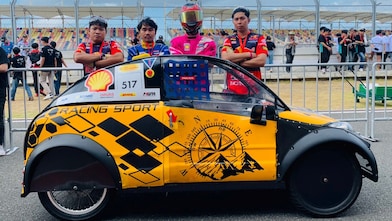 Sakon Nakhon Technical College presents a four-wheeled vehicle for the future.