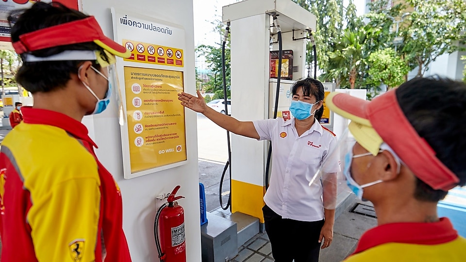 Shell looks after the safety and well-being of its customers by ensuring cleanliness and safety standards are maintained.