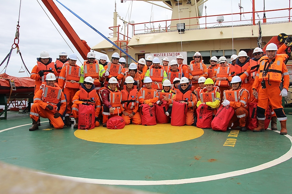 Crew on the Fugro service vessel