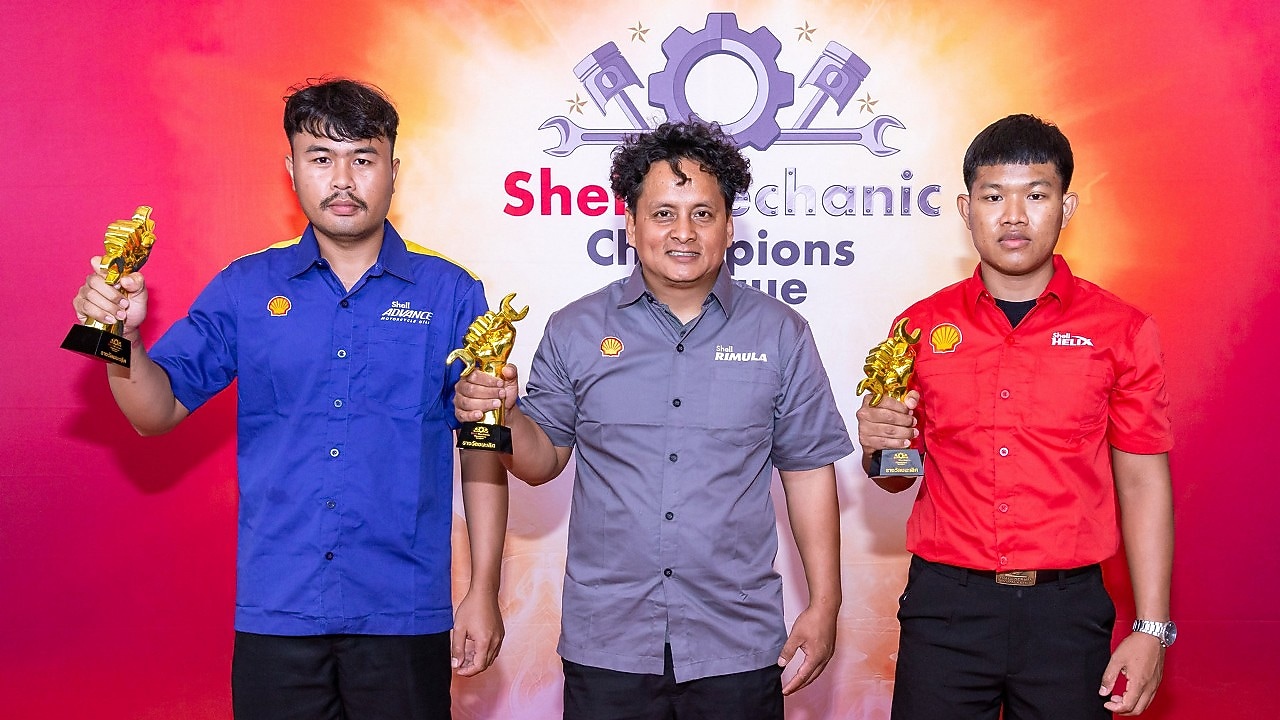 เชลล์ร่วมยินดีกับสุดยอดแชมป์ช่างรถจักรยานยนต์ รถบรรทุก และรถยนต์