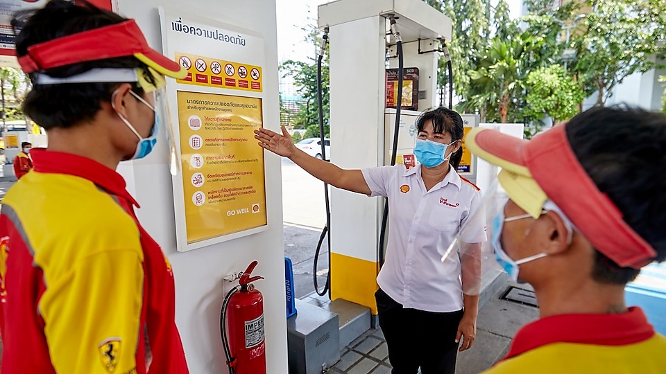 Shell looks after the safety and well-being of its customers by ensuring cleanliness and safety standards are maintained.
