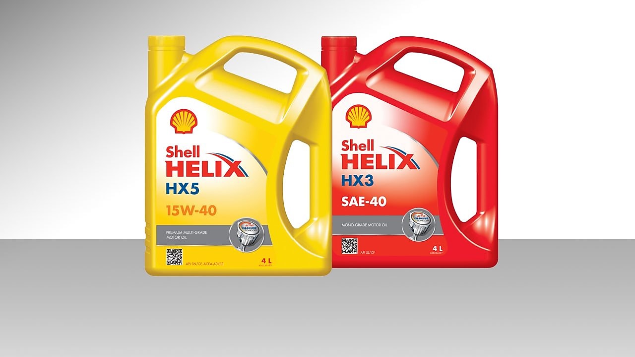 ขวดเชลล์ เฮลิกส์ น้ำมันแร่สำหรับเครื่องยนต์สองขวด