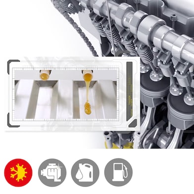 แสดงให้เห็นถึงการไหลที่เร็วกว่าของเชลล์ เฮลิกส์ อัลตร้า เมื่อเปรียบเทียบกับน้ำมันแร่ 