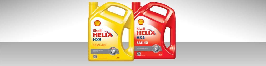 ขวดเชลล์ เฮลิกส์ น้ำมันแร่สำหรับเครื่องยนต์สองขวด