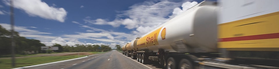 Shell tanker on the road
